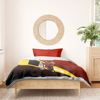 Personalized Belgium Red Devils Football Mascot Bedding Set Fierce Devil Graphic With Belgian Flag