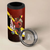 Personalized Belgium Red Devils Football Mascot 4 in 1 Can Cooler Tumbler Fierce Devil Graphic With Belgian Flag