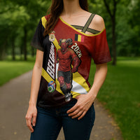 Personalized Belgium Red Devils Football Mascot Cross Shoulder Shirt Fierce Devil Graphic With Belgian Flag