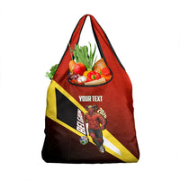 Personalized Belgium Red Devils Football Mascot Grocery Bag Fierce Devil Graphic With Belgian Flag