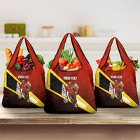 Personalized Belgium Red Devils Football Mascot Grocery Bag Fierce Devil Graphic With Belgian Flag