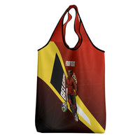 Personalized Belgium Red Devils Football Mascot Grocery Bag Fierce Devil Graphic With Belgian Flag
