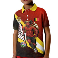 Personalized Belgium Red Devils Football Mascot Kid Polo Shirt Fierce Devil Graphic With Belgian Flag