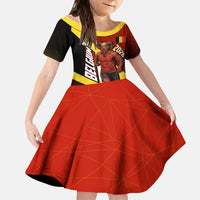 Personalized Belgium Red Devils Football Mascot Kid Short Sleeve Dress Fierce Devil Graphic With Belgian Flag
