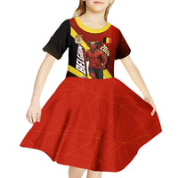 Personalized Belgium Red Devils Football Mascot Kid Short Sleeve Dress Fierce Devil Graphic With Belgian Flag