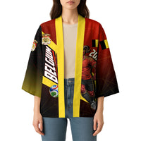 Personalized Belgium Red Devils Football Mascot Kimono Fierce Devil Graphic With Belgian Flag