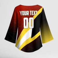 Personalized Belgium Red Devils Football Mascot Kimono Sleeve Blouse Fierce Devil Graphic With Belgian Flag