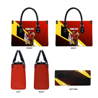 Personalized Belgium Red Devils Football Mascot Leather Bag Fierce Devil Graphic With Belgian Flag