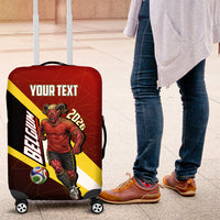 Personalized Belgium Red Devils Football Mascot Luggage Cover Fierce Devil Graphic With Belgian Flag