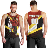 Personalized Belgium Red Devils Football Mascot Men Tank Top Fierce Devil Graphic With Belgian Flag