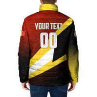 Personalized Belgium Red Devils Football Mascot Padded Jacket Fierce Devil Graphic With Belgian Flag
