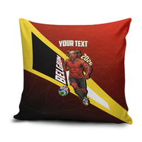 Personalized Belgium Red Devils Football Mascot Pillow Cover Fierce Devil Graphic With Belgian Flag