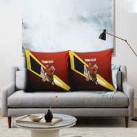 Personalized Belgium Red Devils Football Mascot Pillow Cover Fierce Devil Graphic With Belgian Flag