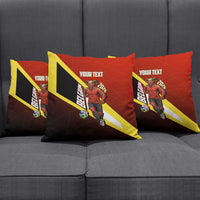 Personalized Belgium Red Devils Football Mascot Pillow Cover Fierce Devil Graphic With Belgian Flag