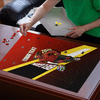 Personalized Belgium Red Devils Football Mascot Puzzle Fierce Devil Graphic With Belgian Flag