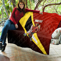 Personalized Belgium Red Devils Football Mascot Quilt Fierce Devil Graphic With Belgian Flag