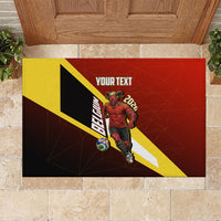 Personalized Belgium Red Devils Football Mascot Rubber Doormat Fierce Devil Graphic With Belgian Flag