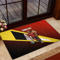 Personalized Belgium Red Devils Football Mascot Rubber Doormat Fierce Devil Graphic With Belgian Flag