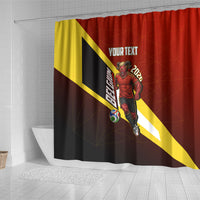 Personalized Belgium Red Devils Football Mascot Shower Curtain Fierce Devil Graphic With Belgian Flag
