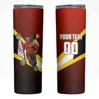 Personalized Belgium Red Devils Football Mascot Skinny Tumbler Fierce Devil Graphic With Belgian Flag
