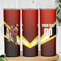 Personalized Belgium Red Devils Football Mascot Skinny Tumbler Fierce Devil Graphic With Belgian Flag