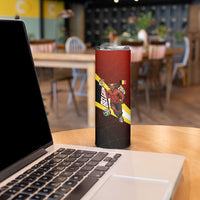Personalized Belgium Red Devils Football Mascot Skinny Tumbler Fierce Devil Graphic With Belgian Flag