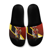 Personalized Belgium Red Devils Football Mascot Slide Sandals Fierce Devil Graphic With Belgian Flag