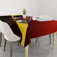 Personalized Belgium Red Devils Football Mascot Tablecloth Fierce Devil Graphic With Belgian Flag