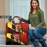 Personalized Belgium Red Devils Football Mascot Travel Bag Fierce Devil Graphic With Belgian Flag