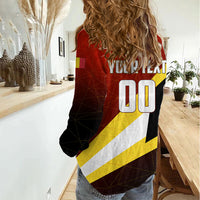 Personalized Belgium Red Devils Football Mascot Women Casual Shirt Fierce Devil Graphic With Belgian Flag