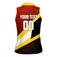 Personalized Belgium Red Devils Football Mascot Women Sleeveless Polo Shirt Fierce Devil Graphic With Belgian Flag