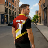 Personalized Belgium Red Devils Football Mascot Zipper Polo Shirt Fierce Devil Graphic With Belgian Flag