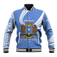 Somalia Baseball Jacket with Coat of Arms One Star One Nation Blue White Spirit