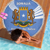 Somalia Beach Blanket with Coat of Arms One Star One Nation Blue White Spirit