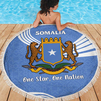 Somalia Beach Blanket with Coat of Arms One Star One Nation Blue White Spirit