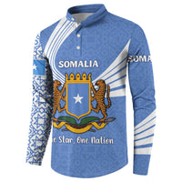 Somalia Button Sweatshirt with Coat of Arms One Star One Nation Blue White Spirit