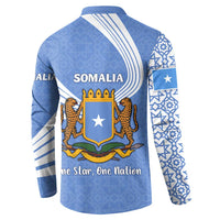 Somalia Button Sweatshirt with Coat of Arms One Star One Nation Blue White Spirit