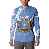 Somalia Button Sweatshirt with Coat of Arms One Star One Nation Blue White Spirit