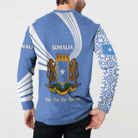 Somalia Button Sweatshirt with Coat of Arms One Star One Nation Blue White Spirit