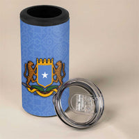 Somalia 4 in 1 Can Cooler Tumbler with Coat of Arms One Star One Nation Blue White Spirit