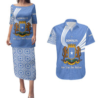Somalia Couples Matching Puletasi and Hawaiian Shirt with Coat of Arms One Star One Nation Blue White Spirit