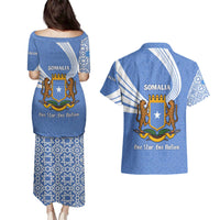 Somalia Couples Matching Puletasi and Hawaiian Shirt with Coat of Arms One Star One Nation Blue White Spirit
