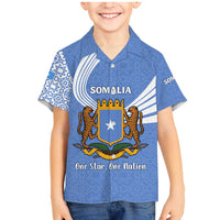 Somalia Family Matching Mermaid Dress and Hawaiian Shirt with Coat of Arms One Star One Nation Blue White Spirit
