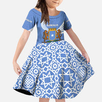 Somalia Family Matching Off Shoulder Maxi Dress and Hawaiian Shirt with Coat of Arms One Star One Nation Blue White Spirit