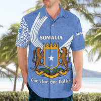Somalia Hawaiian Shirt with Coat of Arms One Star One Nation Blue White Spirit