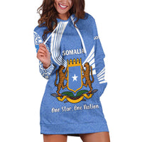 Somalia Hoodie Dress with Coat of Arms One Star One Nation Blue White Spirit