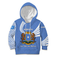 Somalia Kid Hoodie with Coat of Arms One Star One Nation Blue White Spirit