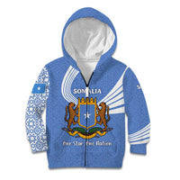 Somalia Kid Hoodie with Coat of Arms One Star One Nation Blue White Spirit