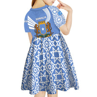 Somalia Kid Short Sleeve Dress with Coat of Arms One Star One Nation Blue White Spirit