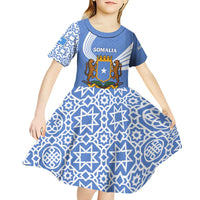 Somalia Kid Short Sleeve Dress with Coat of Arms One Star One Nation Blue White Spirit